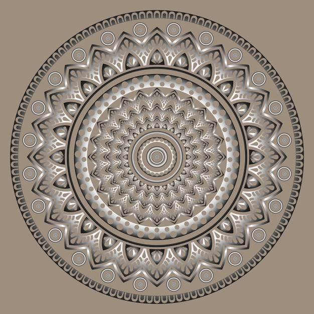 Ornamento de encaje de círculo de diseño Mandala de plata hecho en vector