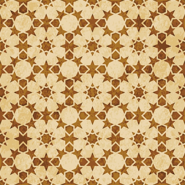 Ornamento del estilo oriental del fondo del modelo de la geometría inconsútil del Islam marrón retro