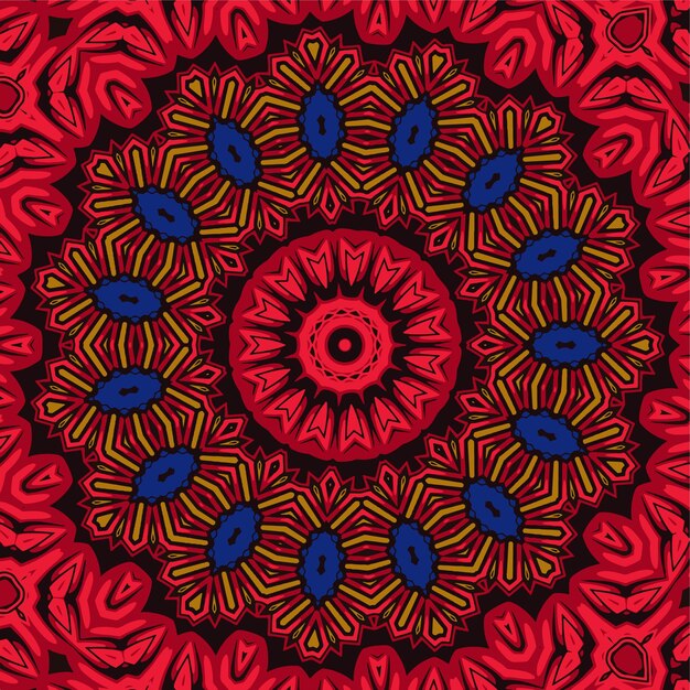 Ornamento étnico colorido garabato simetría textura Diseño tribal espiritual tradicional popular Motivo de garabatos curvos