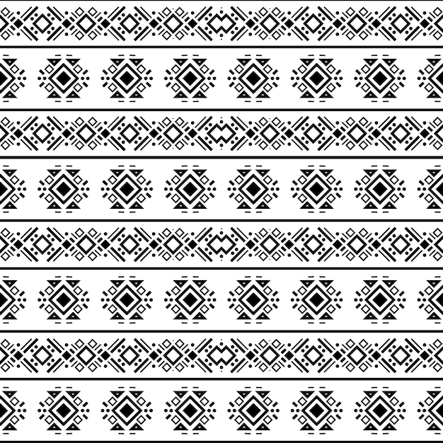 Ornamento étnico del vector étnico del patrón blanco y negro tribal navajo inconsútil