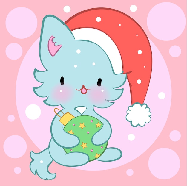 Ornamento sin fisuras con lindos gatitos en estilo kawaii vector patrón feliz navidad gatos