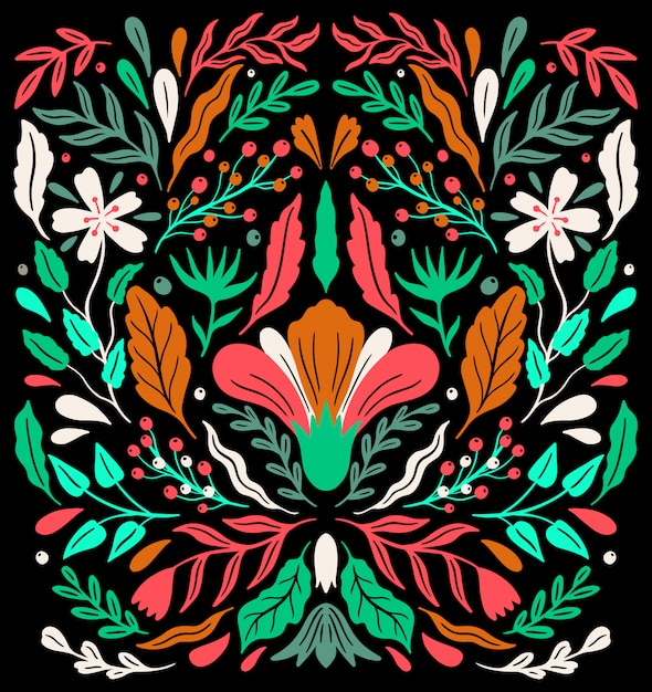 Ornamento floral decorativo popular etno.