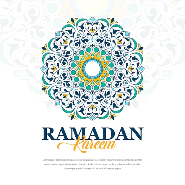 ornamento floral con estilo árabe y círculo geométrico mandala de flores para la tarjeta de Ramadán Kareem