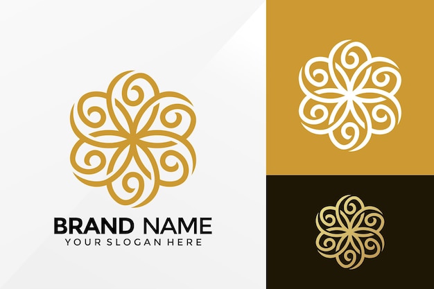 Ornamento floral de lujo Logotipo Diseño vectorial Identidad de marca Diseños de emblema concepto logotipos
