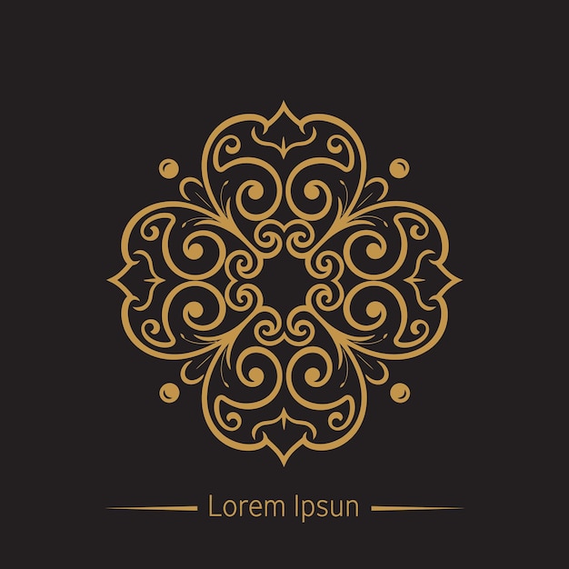 Ornamento floral de mandala de oro