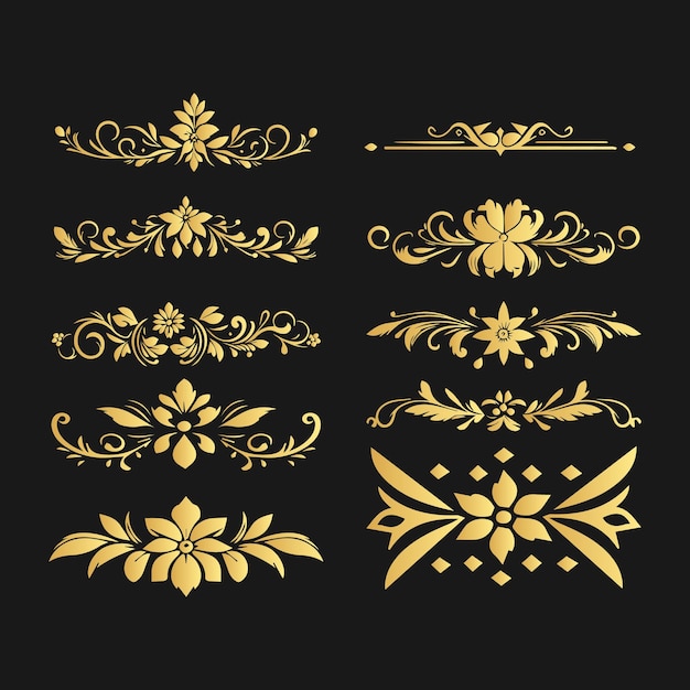Ornamento floral minimalista y conjunto de diseño vectorial divisor
