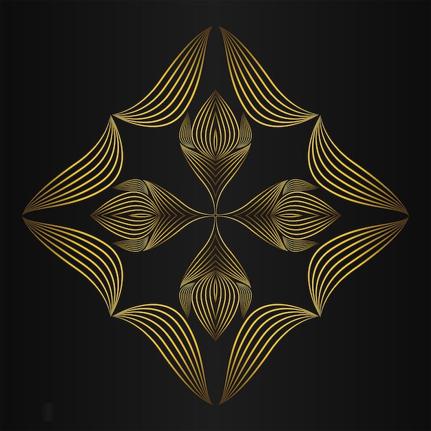 Ornamento floral de oro de lujo sobre fondo negro