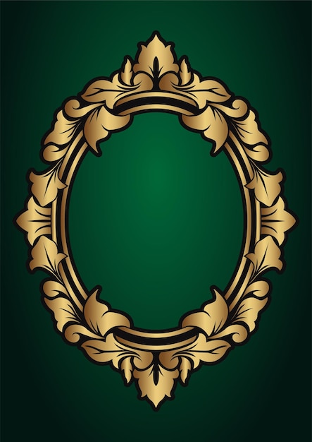 Ornamento floral de oro con marco vintage