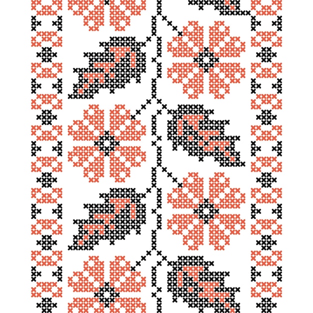 Vector ornamento floral de punto cruzado en estilo étnico