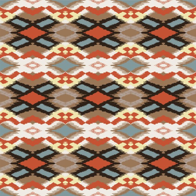 Ornamento del folclore geométrico Ikat Textura de vector étnico tribal Patrón de rayas sin costuras