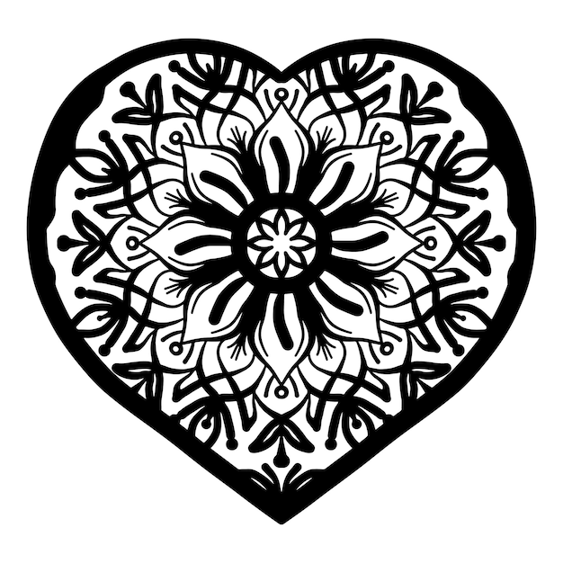 Ornamento en forma de corazón con patrón de mandala