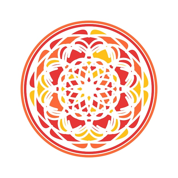 Ornamento geométrico circular colorido Diseño de mandala oriental vectorial