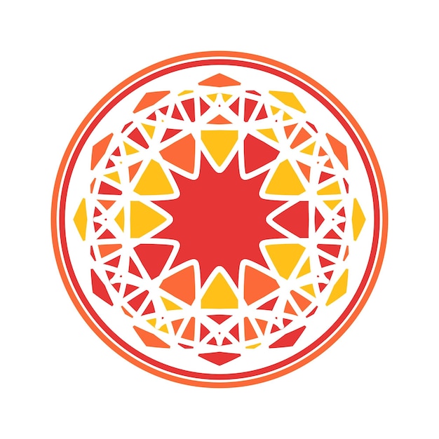 Ornamento geométrico circular colorido Diseño de mandala oriental vectorial