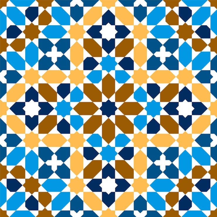 Vector ornamento geométrico sin costuras basado en el arte islámico tradicional azulejos zellij