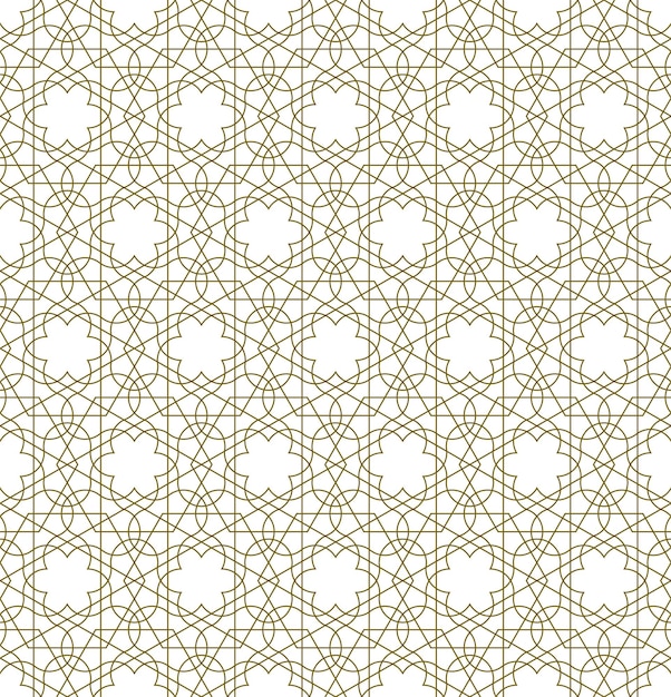 Ornamento geométrico sin costuras basado en el arte islámico tradicional. Líneas de color marrón. Gran diseño para tela, textil, cubierta, papel de regalo, fondo. Líneas finas.