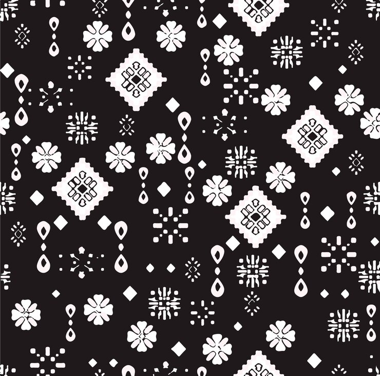 Ornamento geométrico tribal en blanco y negro
