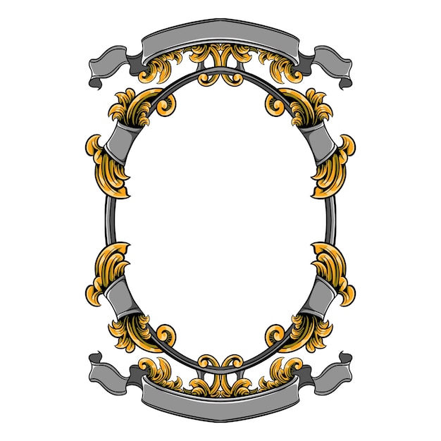 Ornamento de grabado de marco de borde vintage para bodas