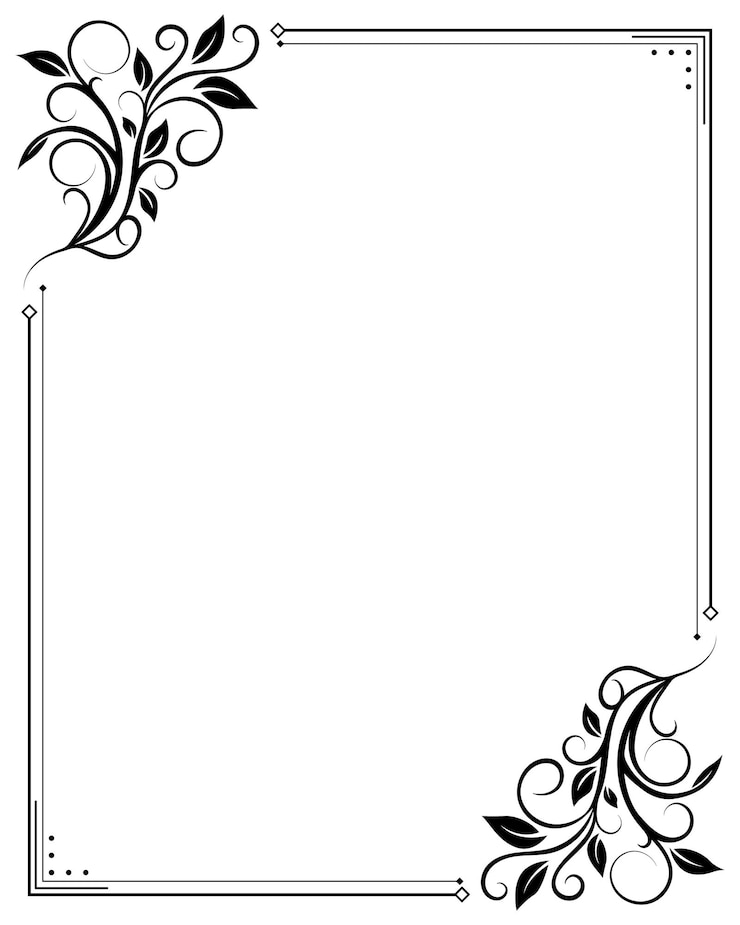 Vector ornamento de hoja de pergamino negro fondo de marco en blanco