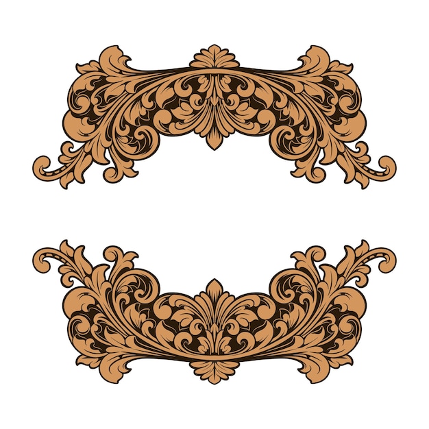 Ornamento Invitación de boda con marco floral grabado
