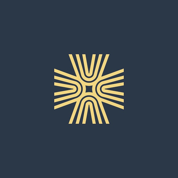 Ornamento Letra V Logotipo Ornamento geométrico icónico Estampa inicial del logotipo de la letra V