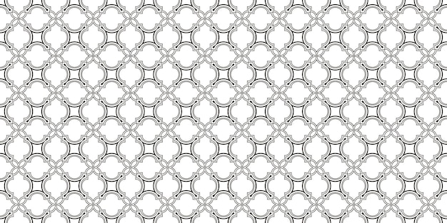 Ornamento lineal, monocromo de patrones sin fisuras geométricas. Textura de rejilla blanca y gris en estilo árabe. Fondo de vector, papel tapiz