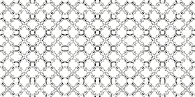 Ornamento lineal, monocromo de patrones sin fisuras geométricas. Textura de rejilla blanca y gris en estilo árabe. Fondo de vector, papel tapiz