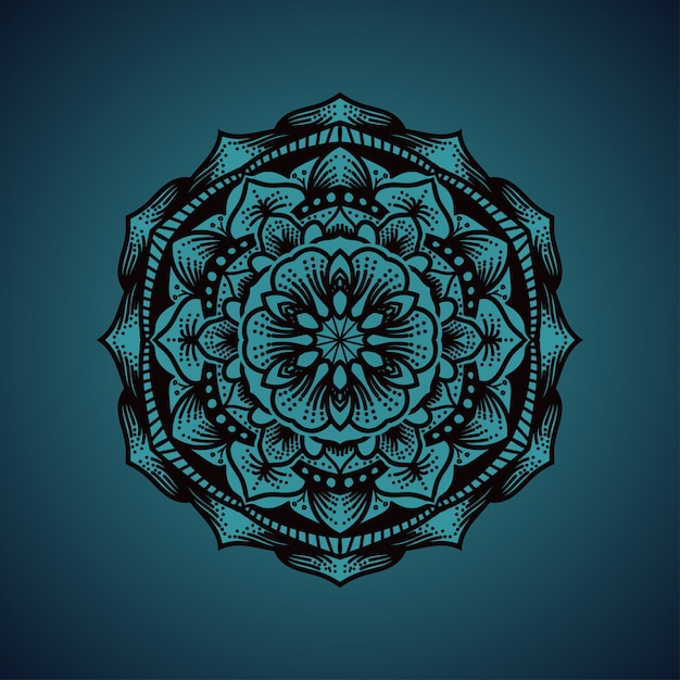 Vector ornamento de mandala con estilo de grabado