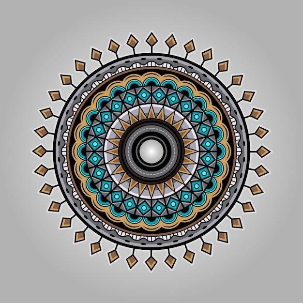 Ornamento mandala geometría colorida ilustración
