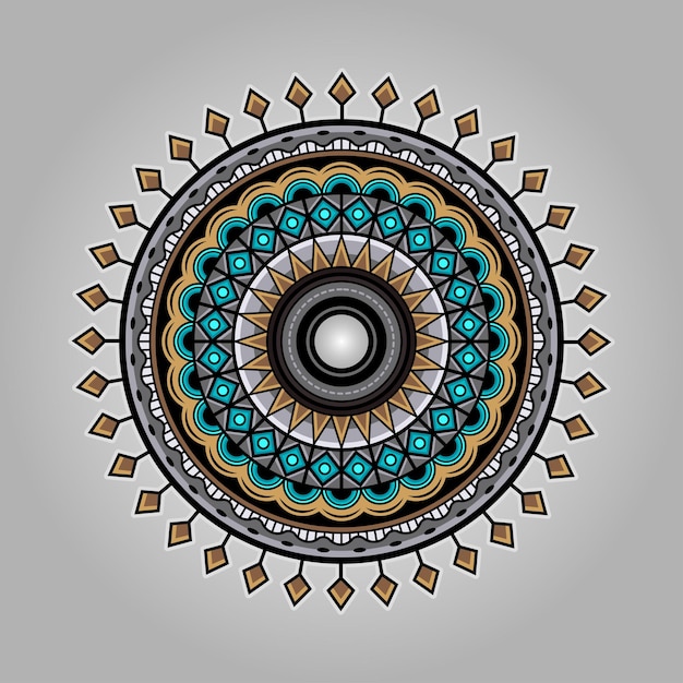 Ornamento mandala geometría colorida ilustración