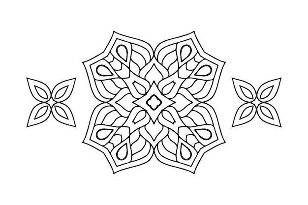 Ornamento mandala hermoso contorno. geométrico