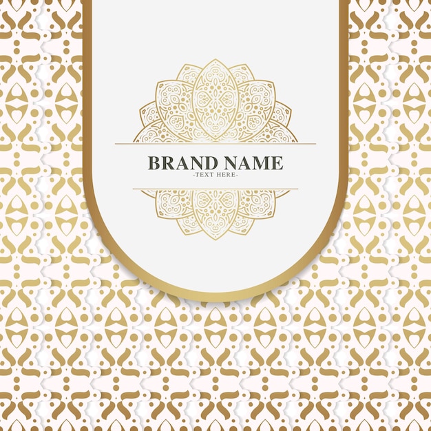Ornamento de marco dorado con mandala de lujo para la etiqueta de producto premium