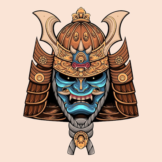 Ornamento de máscara japonesa Oni vector de Bali