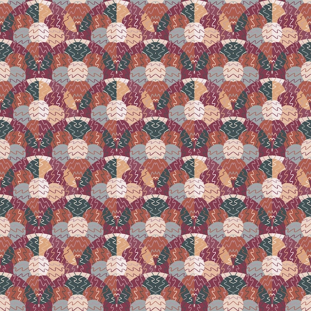 Ornamento de mosaico abstracto decorativo de estilo Doodle Círculo dibujado a mano formas caleidoscopio de patrones sin fisuras
