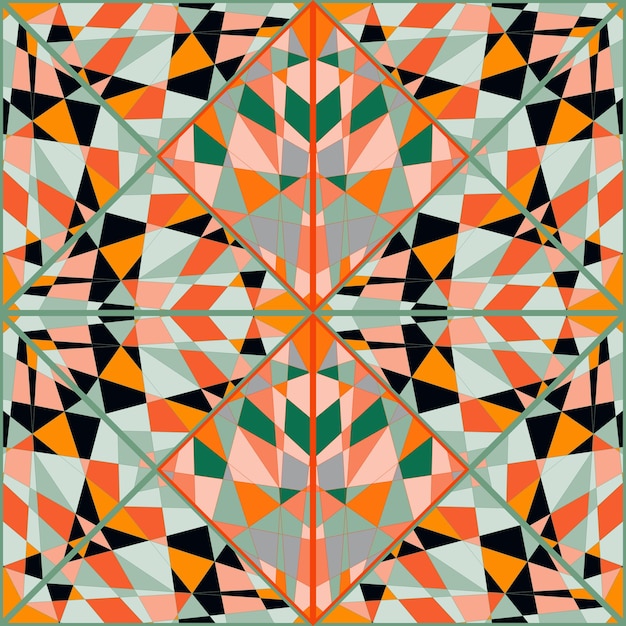 Ornamento de mosaico de caleidoscopio decorativo formas abstractas de patrones sin fisuras