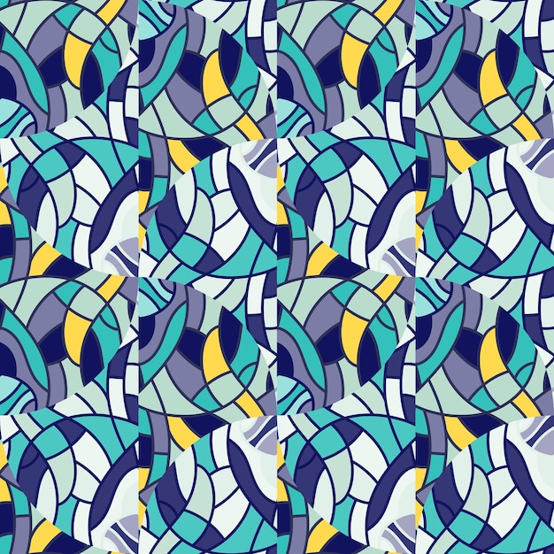 Ornamento de mosaico de caleidoscopio lineal decorativo Formas abstractas de patrones sin fisuras