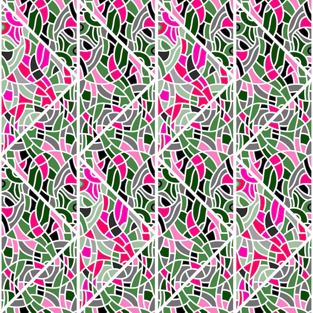 Ornamento de mosaico de caleidoscopio lineal decorativo Formas abstractas de patrones sin fisuras