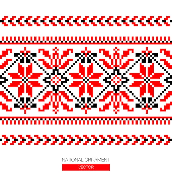 Ornamento nacional eslavo rojo y bielorruso. Bordado.
