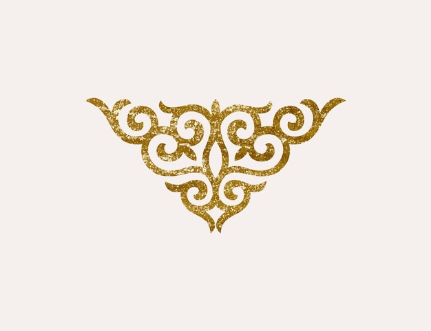 Ornamento nacional kazajo con textura dorada Elemento moderno vectorial aislado sobre fondo blanco