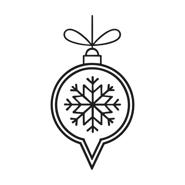 Ornamento navideño con diseño de copo de nieve Ilustración de contorno vectorial