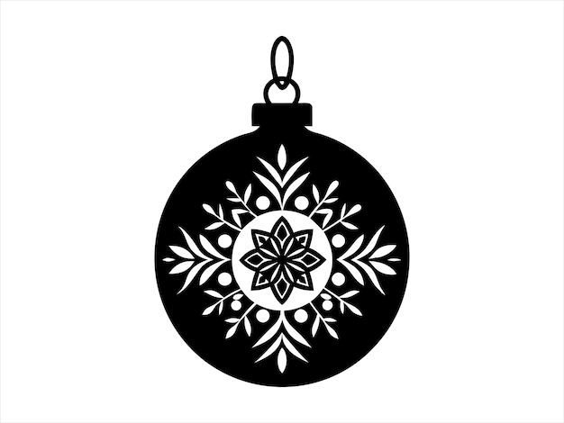 Ornamento navideño silueta icono vectorial en fondo blanco