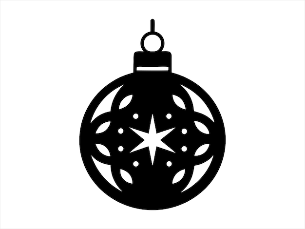 Ornamento navideño silueta icono vectorial en fondo blanco
