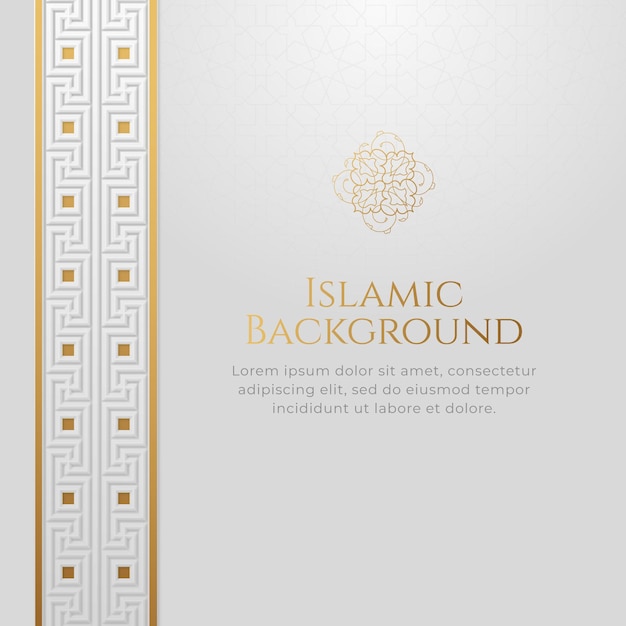 Ornamento de oro árabe islámico fondo de borde arabesco con espacio de copia para texto
