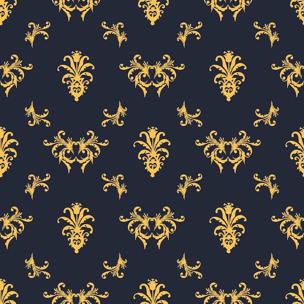 Ornamento de oro y azul oscuro de vector transparente para embalaje de papel tapiz de tela damasco adornado