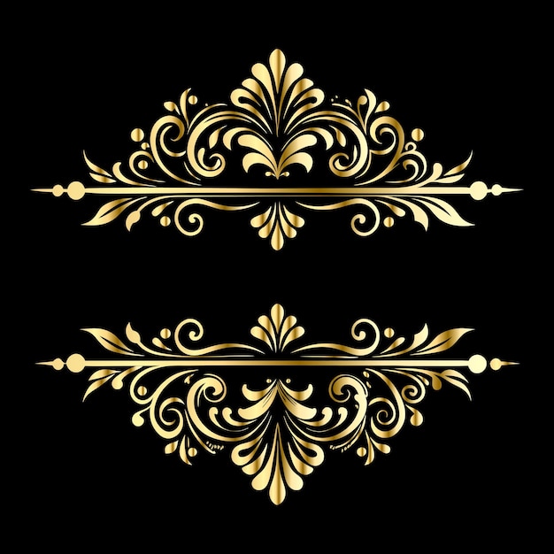 Ornamento de oro vectorial en estilo barroco Elemento de oro para el diseño Patrón ornamental para la invitación de boda