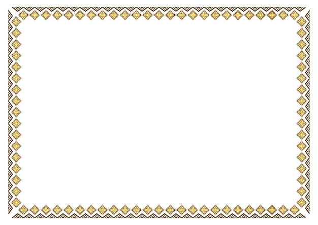 Ornamento de paisaje con elegante marco de borde dorado