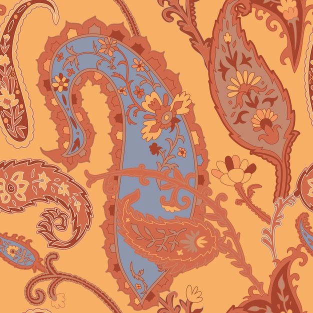 Ornamento de Paisley azul y naranja