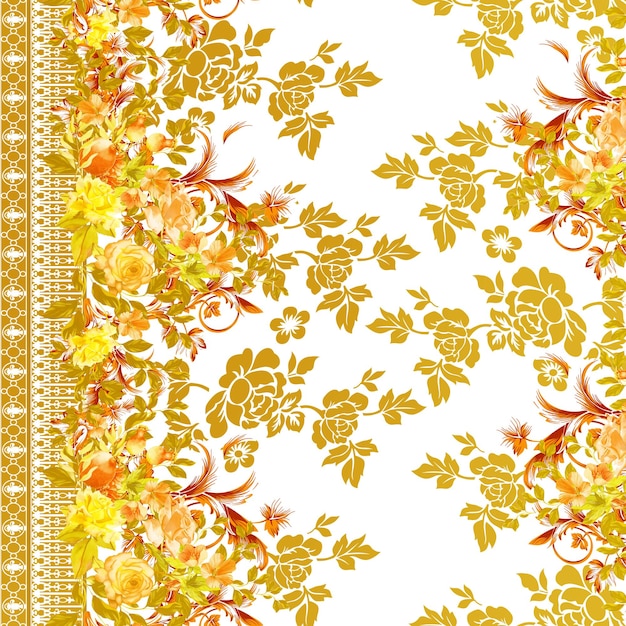 ornamento y patrón de diseño textil digital