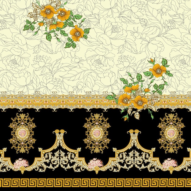 ornamento y patrón de diseño textil digital