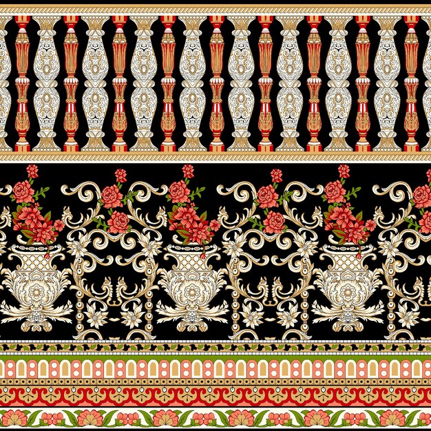 ornamento y patrón de diseño textil digital