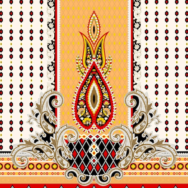 ornamento y patrón de diseño textil digital